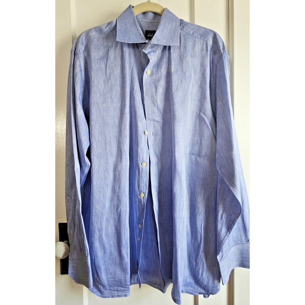 IKE BEHAR‎  button down shirt blue Linen cotton blend Sz L